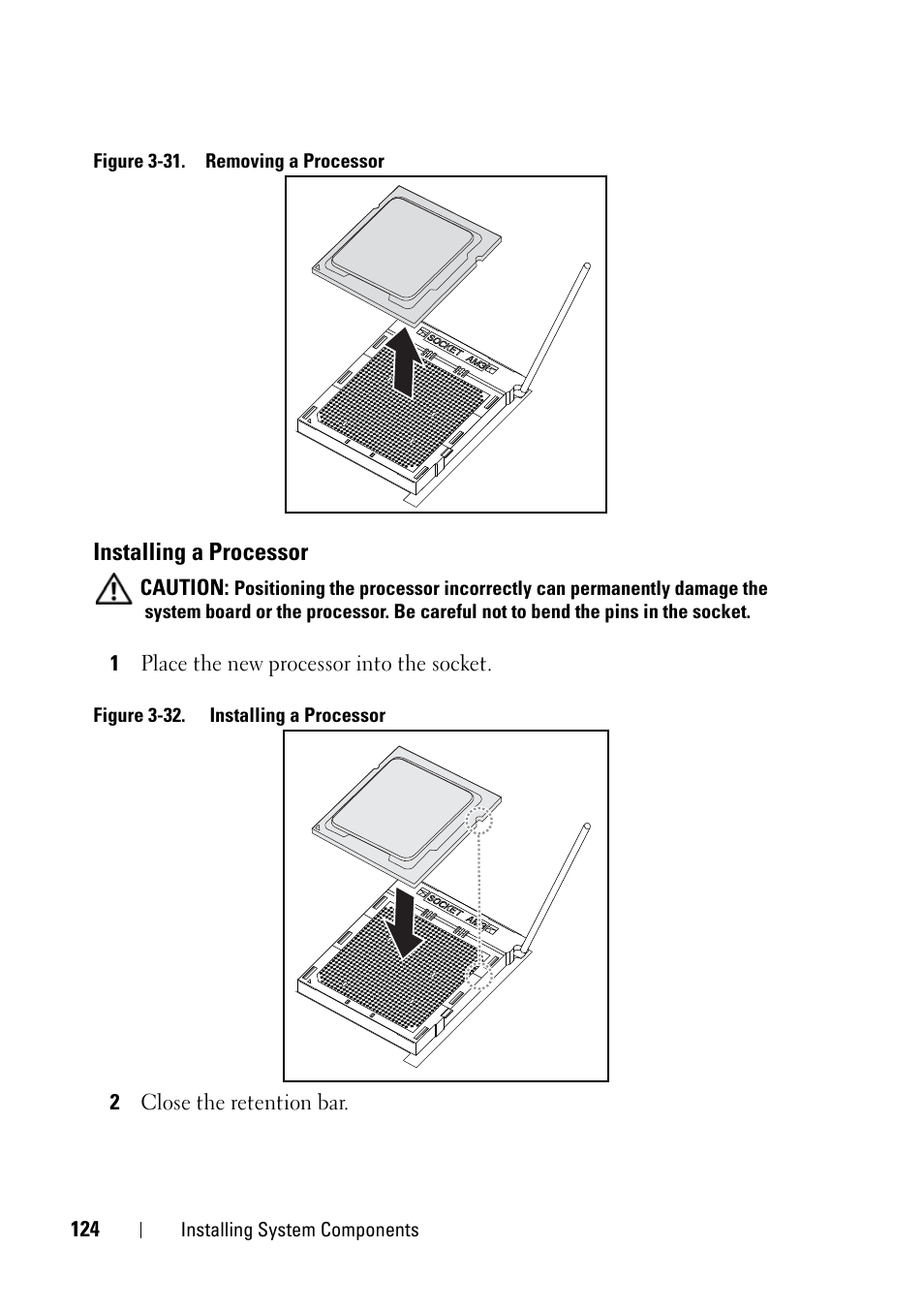 Installing a processor | Dell PowerEdge C5230 User Manual | Page 124 / 146