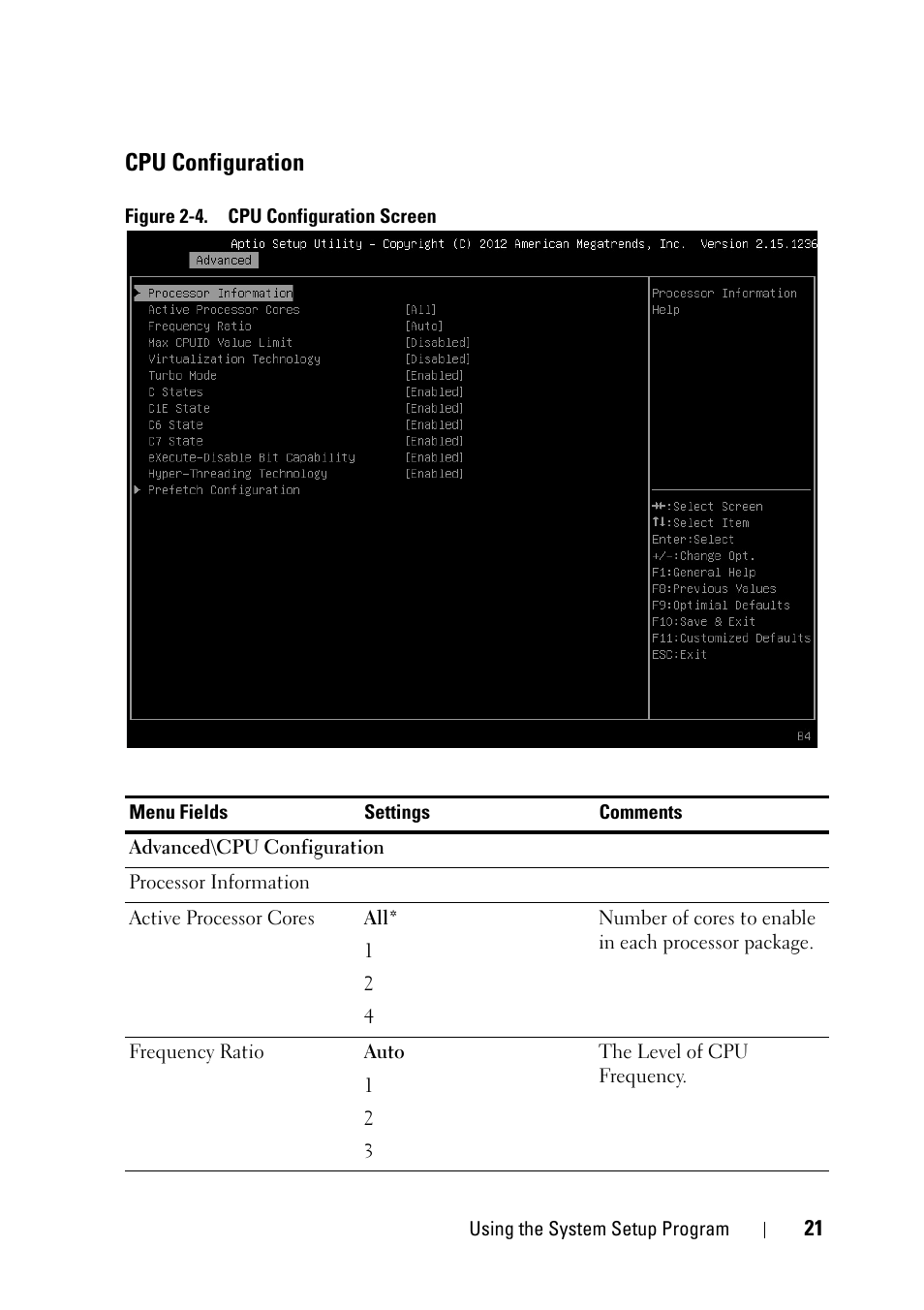 Cpu configuration | Dell PowerEdge C5230 User Manual | Page 21 / 146