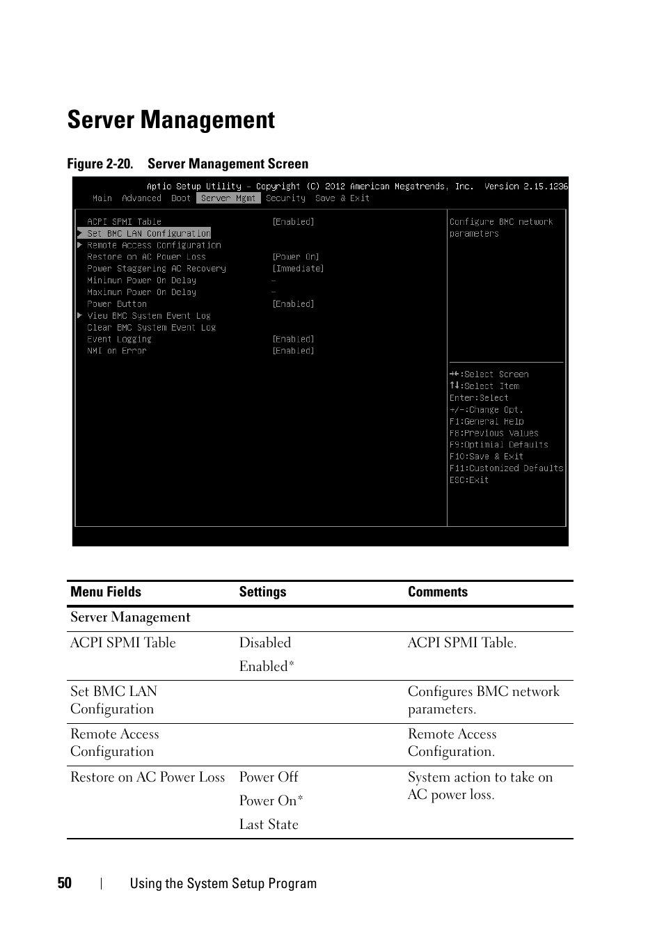 Server management | Dell PowerEdge C5230 User Manual | Page 50 / 146