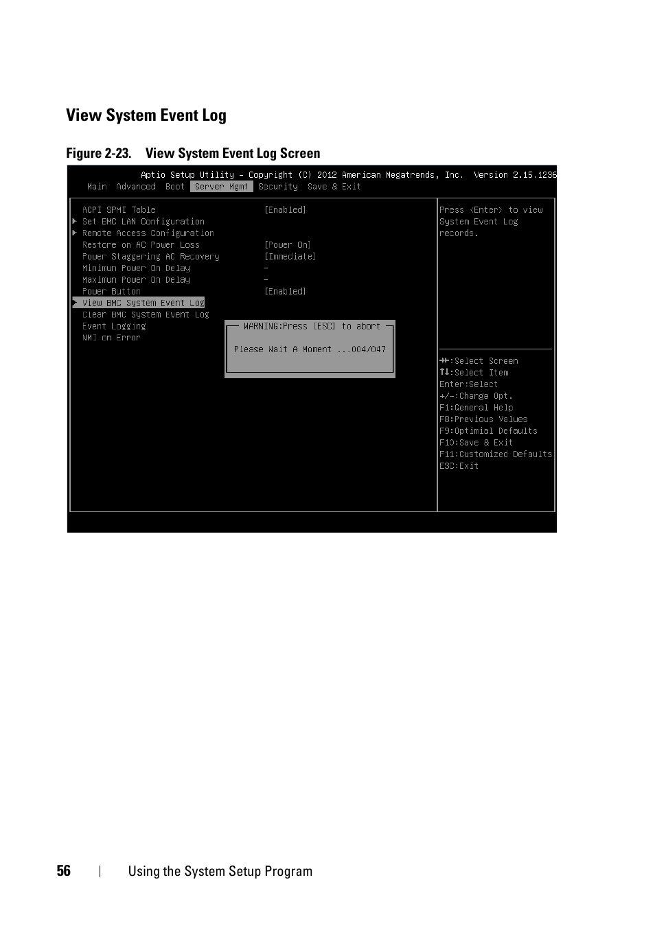 View system event log | Dell PowerEdge C5230 User Manual | Page 56 / 146