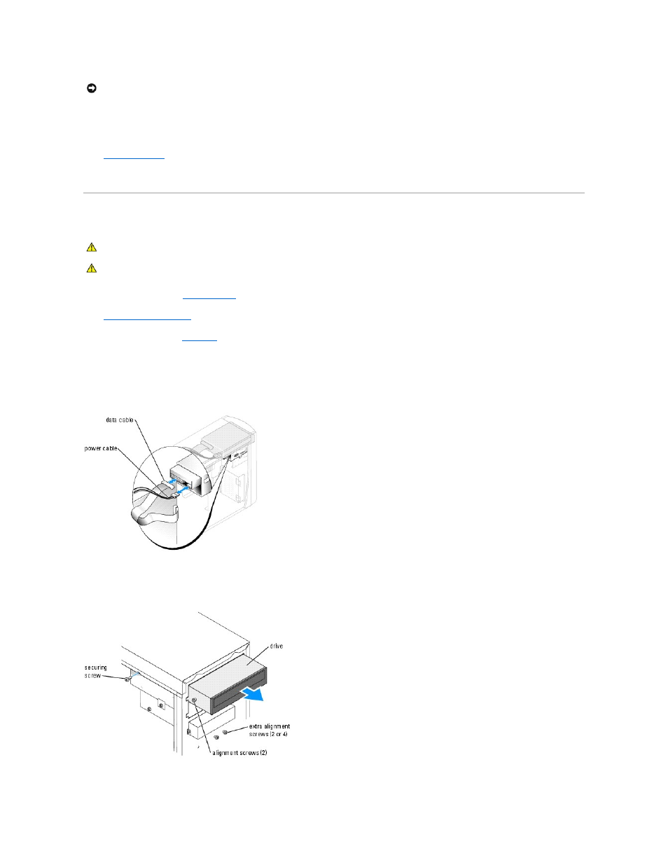 Cd/dvd drive, Removing a cd/dvd drive | Dell Dimension 3000 User Manual | Page 20 / 42