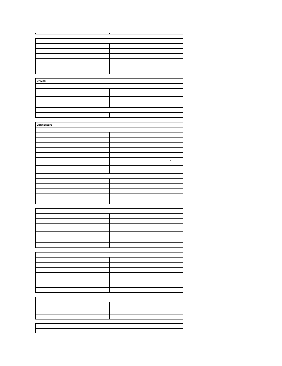 Expansion bus, Drives, Connectors | Controls and lights, Power, Physical, Environmental | Dell Dimension 3000 User Manual | Page 32 / 42