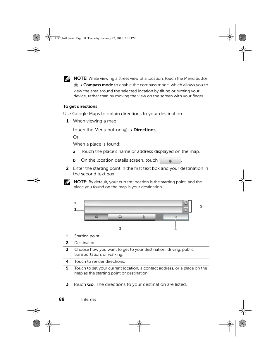 To get directions | Dell Mobile Streak 7 Wifi Only User Manual | Page 88 / 145