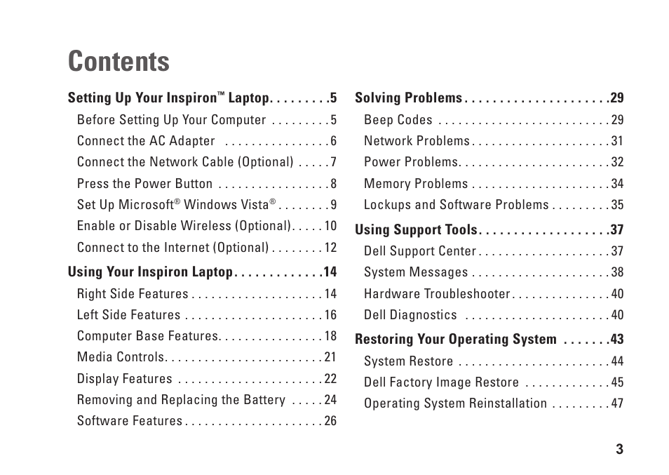 Dell Inspiron 1320 (Mid 2009) User Manual | Page 5 / 74