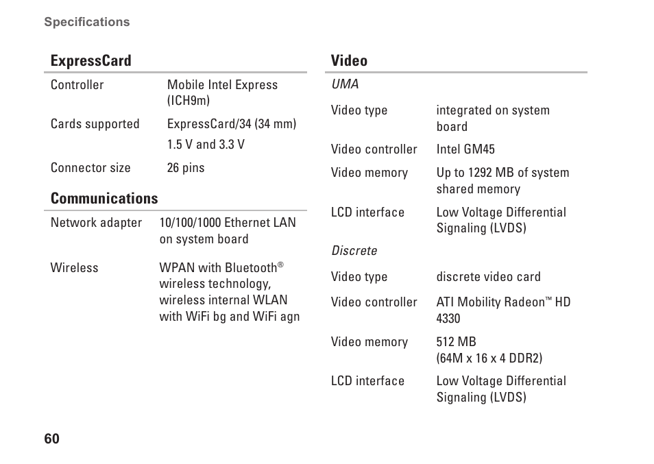 Dell Inspiron 1320 (Mid 2009) User Manual | Page 62 / 74