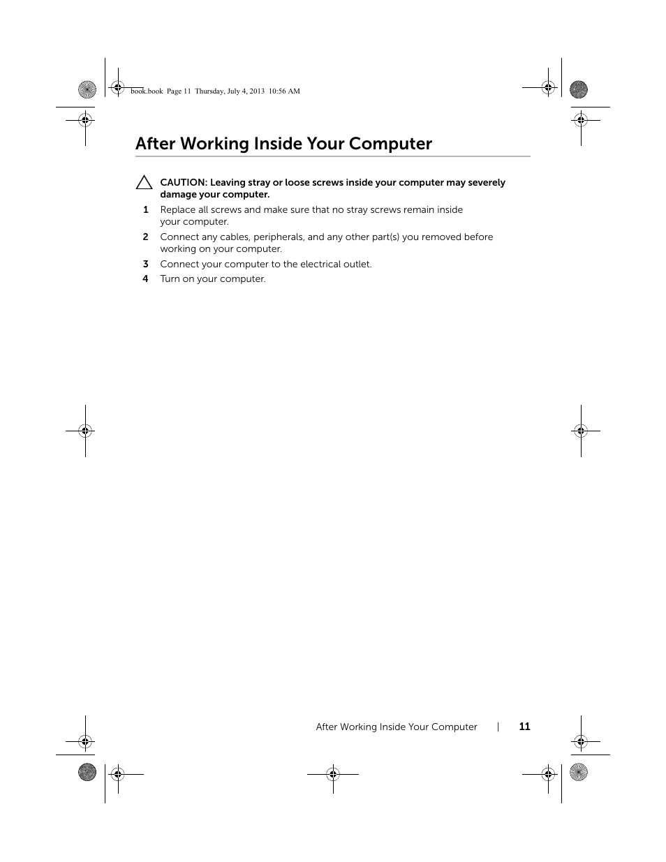 After working inside your computer | Dell Inspiron 17 (3737, Mid 2013) User Manual | Page 11 / 71