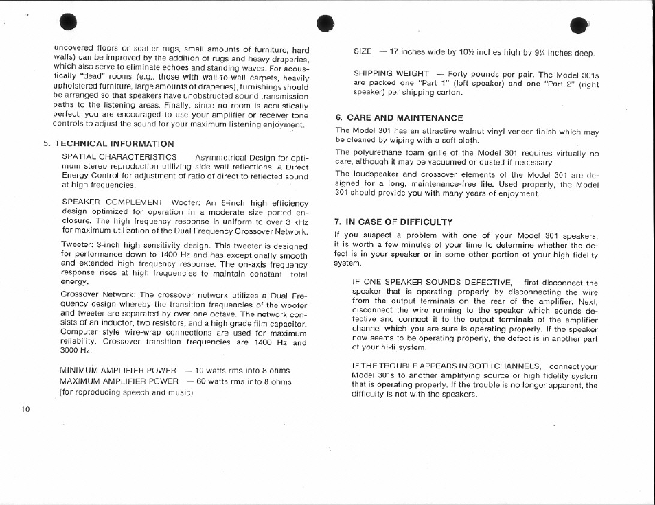 Bose 301 User Manual | Page 10 / 12