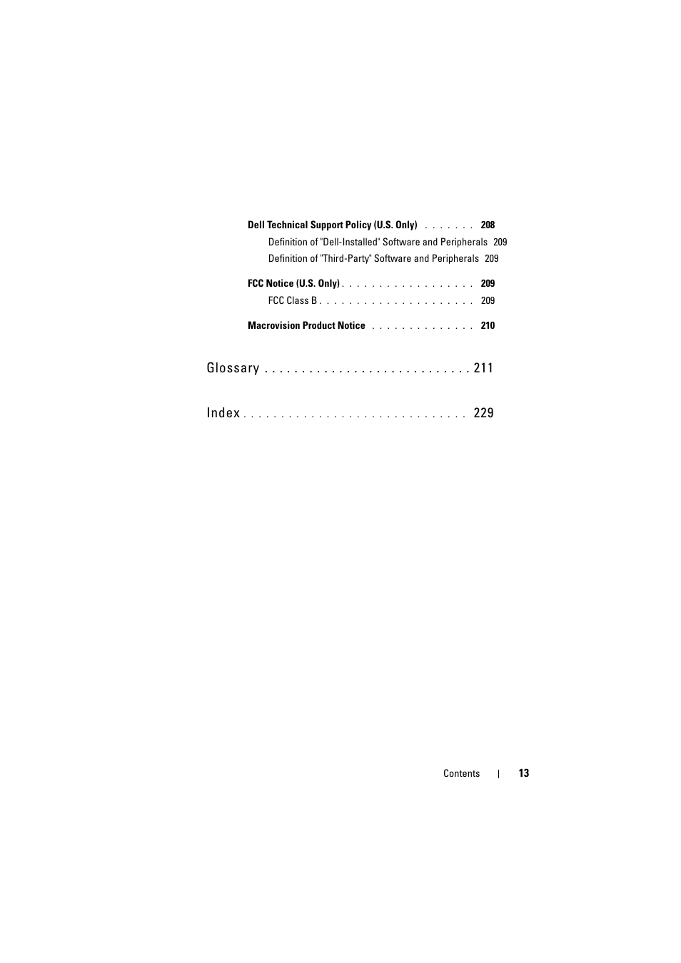 Glossary index | Dell Inspiron 1520 (Mid 2007) User Manual | Page 13 / 236