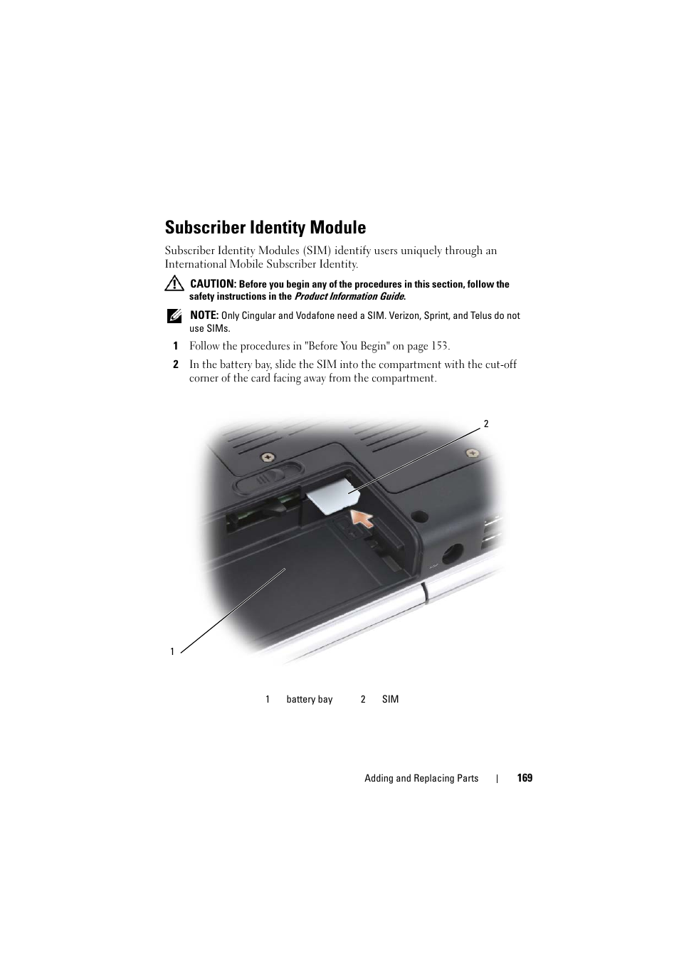 Subscriber identity module | Dell Inspiron 1520 (Mid 2007) User Manual | Page 169 / 236