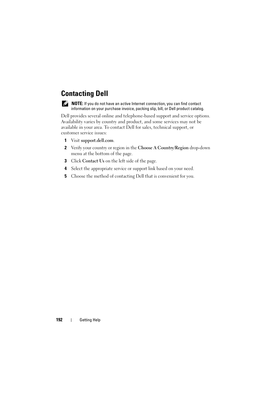 Contacting dell, See "contacting dell" on, Solved the problem, see "contacting | Dell Inspiron 1520 (Mid 2007) User Manual | Page 192 / 236