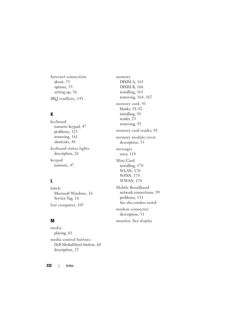 Dell Inspiron 1520 (Mid 2007) User Manual | Page 232 / 236