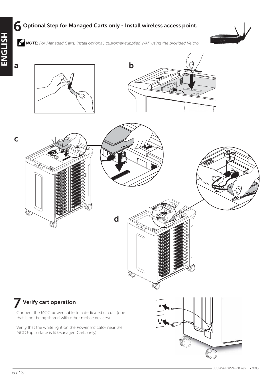 English, Ab c d | Dell Mobile Computing Cart (Unmanaged) User Manual | Page 6 / 13