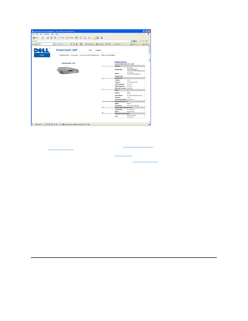 Configuration page | Dell PowerVault 124T User Manual | Page 31 / 55