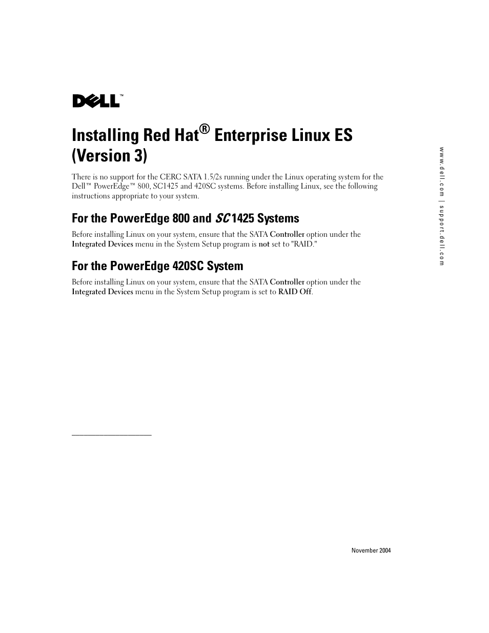 Dell PowerEdge 800 User Manual | 2 pages