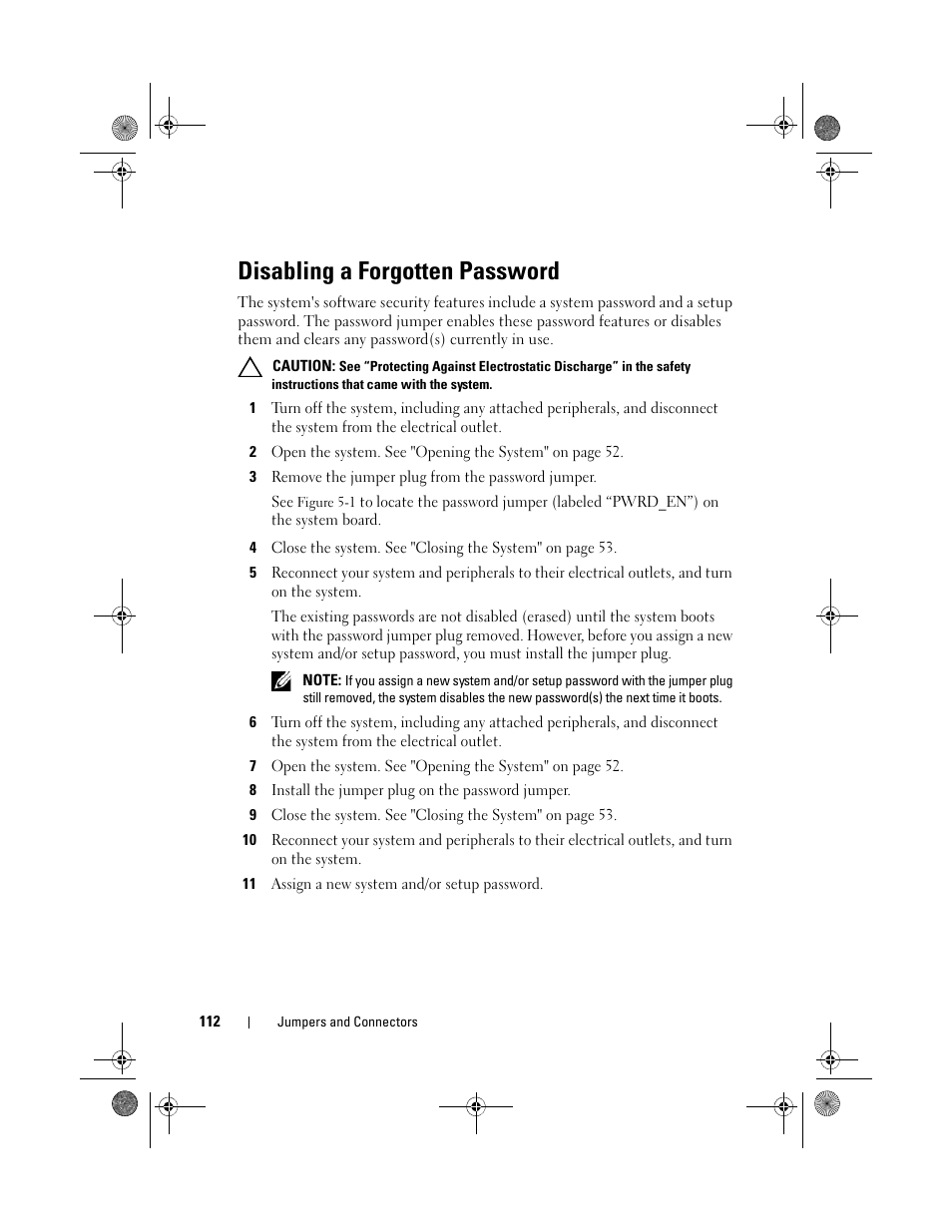 Disabling a forgotten password | Dell PowerVault NX3500 User Manual | Page 112 / 118