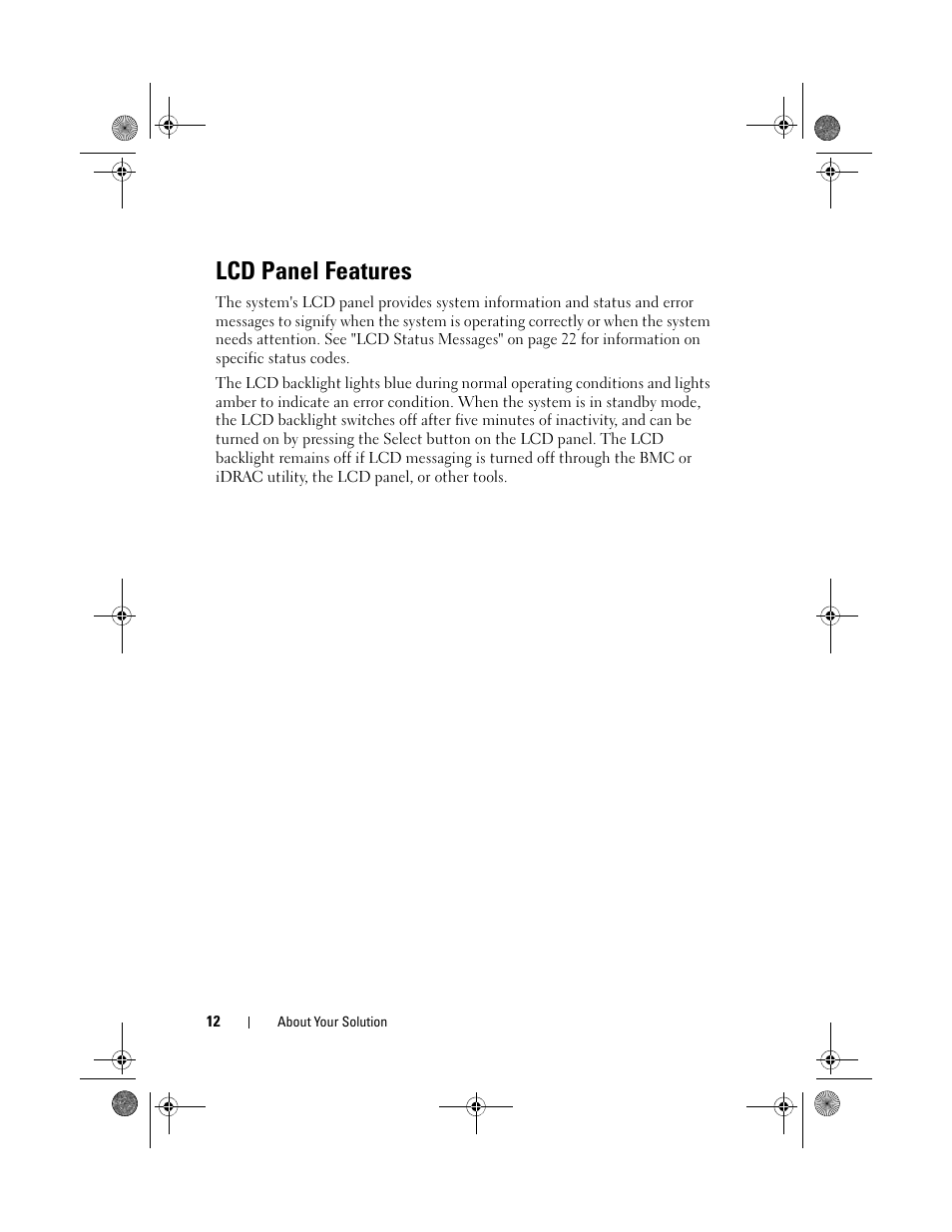 Lcd panel features | Dell PowerVault NX3500 User Manual | Page 12 / 118