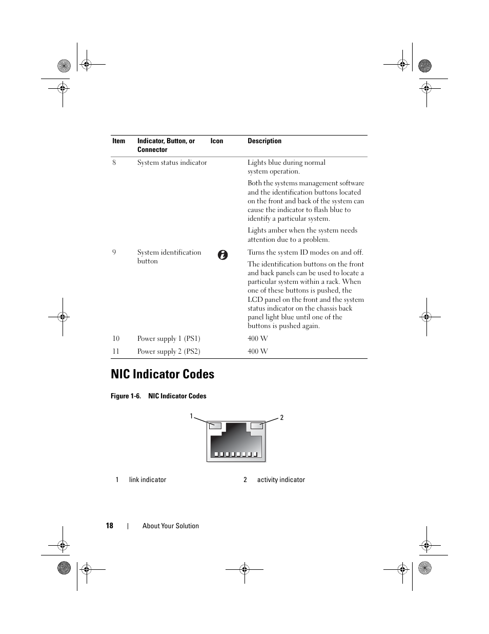 Nic indicator codes | Dell PowerVault NX3500 User Manual | Page 18 / 118