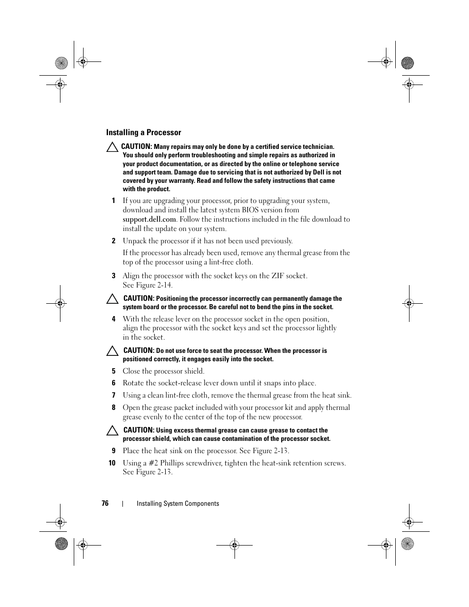 Installing a processor | Dell PowerVault NX3500 User Manual | Page 76 / 118