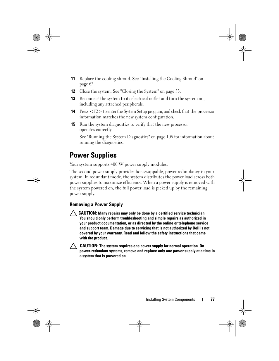 Power supplies, Removing a power supply | Dell PowerVault NX3500 User Manual | Page 77 / 118