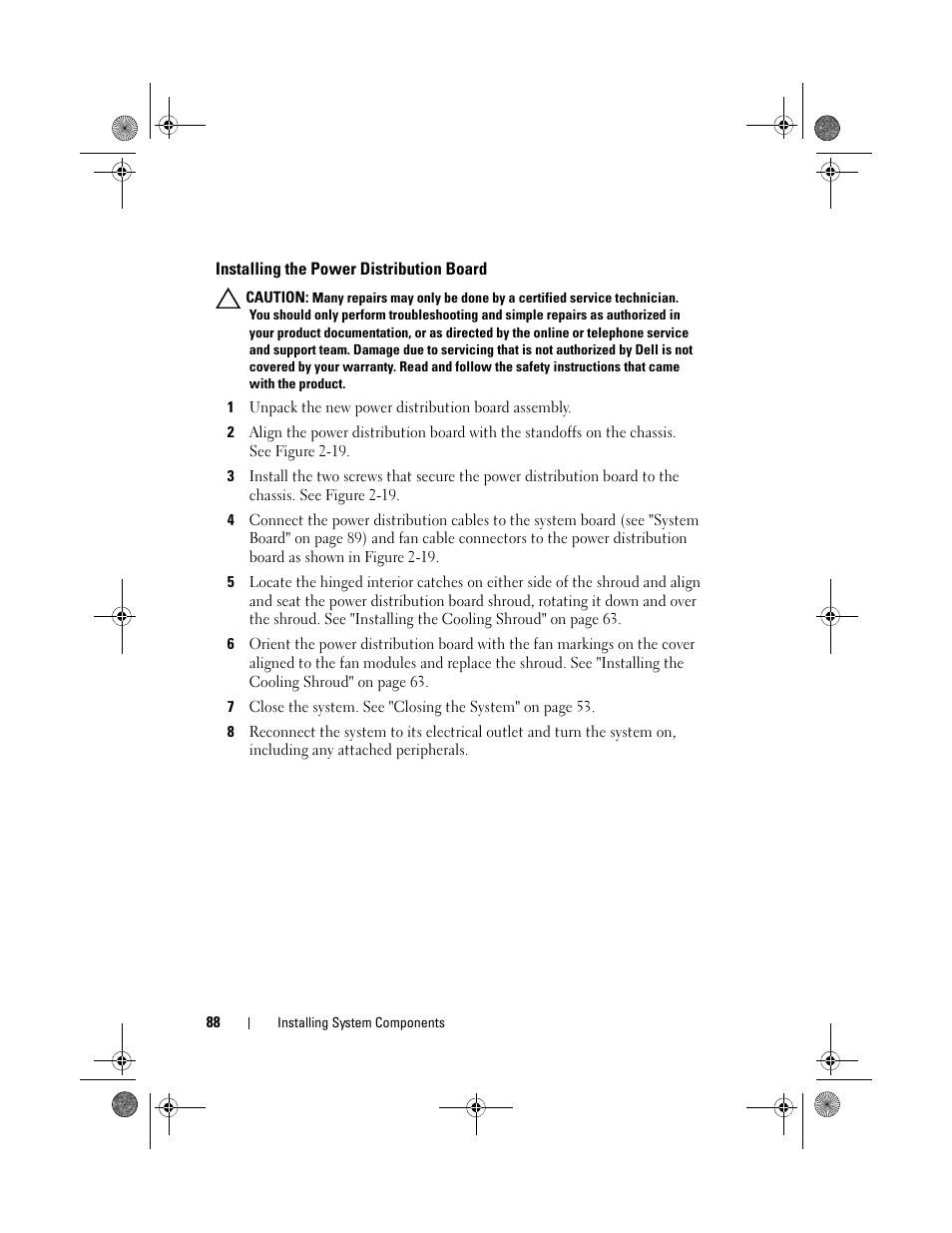 Installing the power distribution board | Dell PowerVault NX3500 User Manual | Page 88 / 118