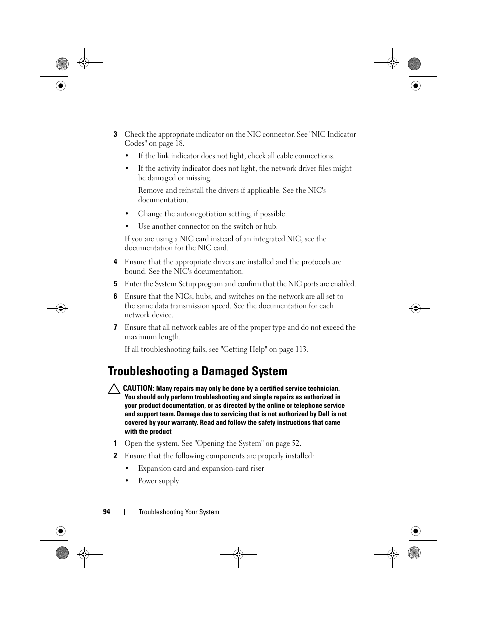 Troubleshooting a damaged system | Dell PowerVault NX3500 User Manual | Page 94 / 118
