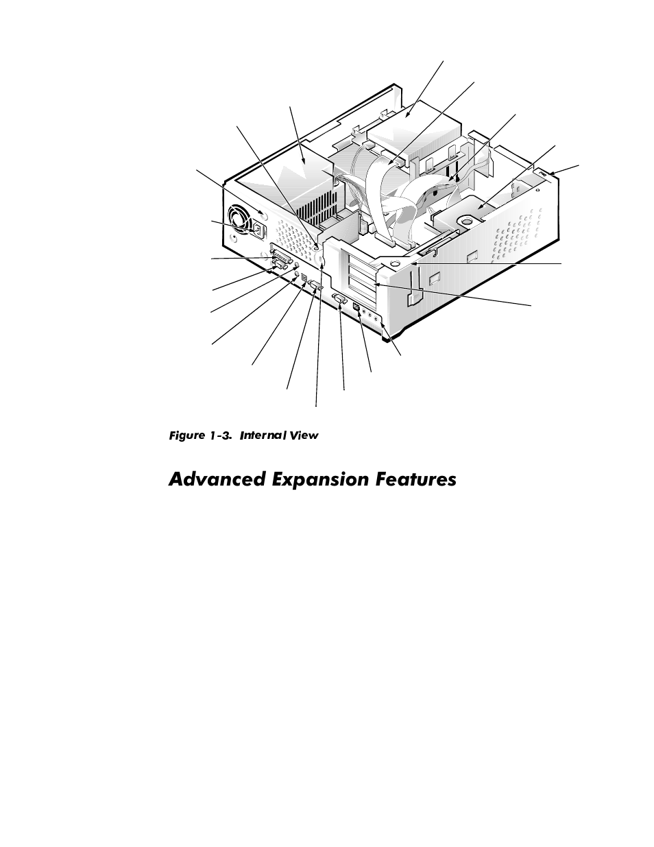 Advanced expansion features, Advanced expansion features -6, Figure 1-3. internal view -6 | Gydqfhg([sdqvlrq)hdwxuhv | Dell OptiPlex E1 User Manual | Page 14 / 76