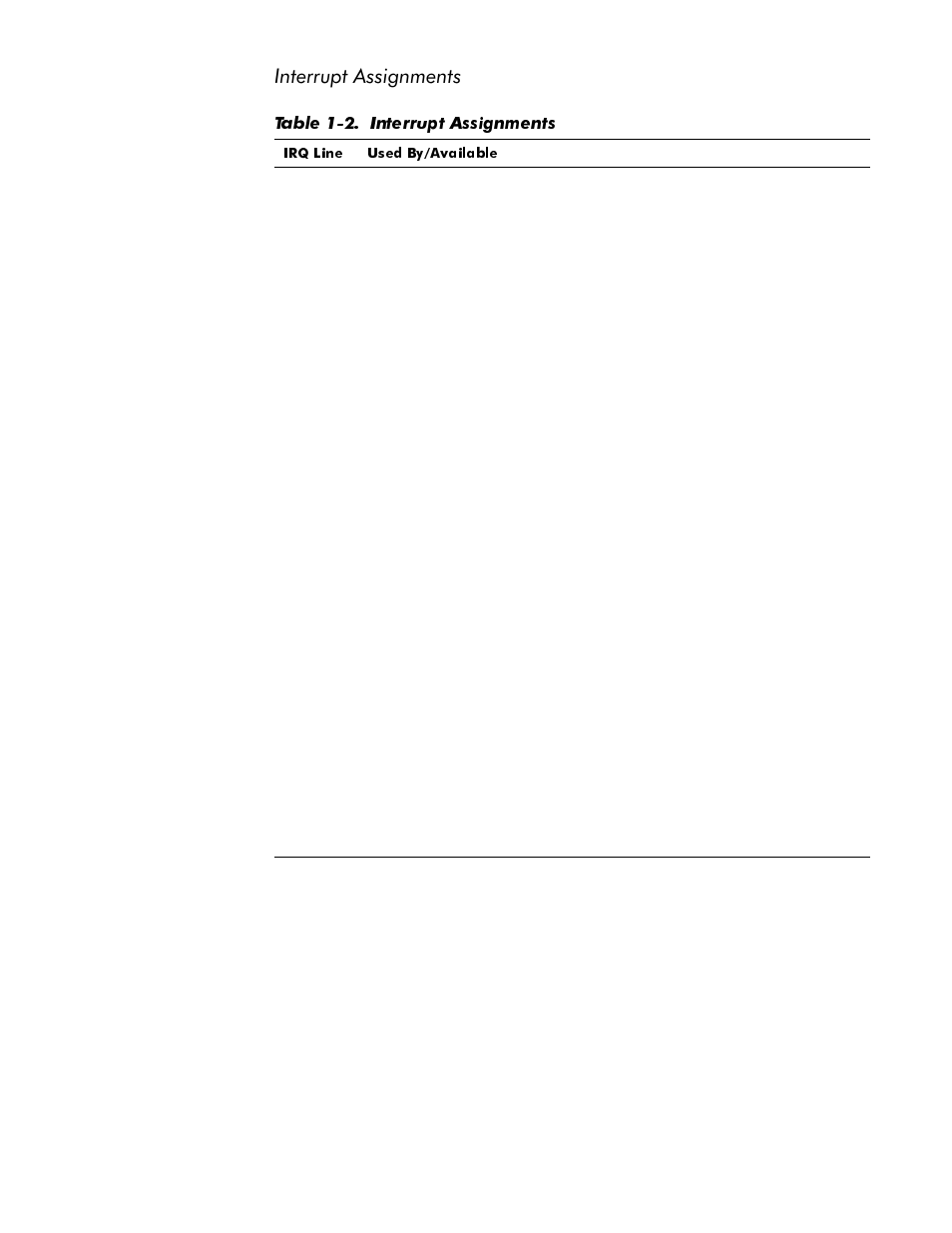 Interrupt assignments, Interrupt assignments -11, Table 1-2 | Dell OptiPlex E1 User Manual | Page 19 / 76