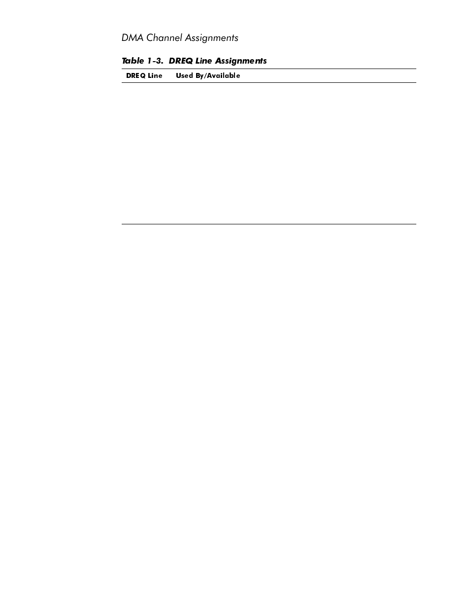 Dma channel assignments, Dma channel assignments -12, Riser board -14 | Table 1-3, Dreq line assignments -12 | Dell OptiPlex E1 User Manual | Page 20 / 76