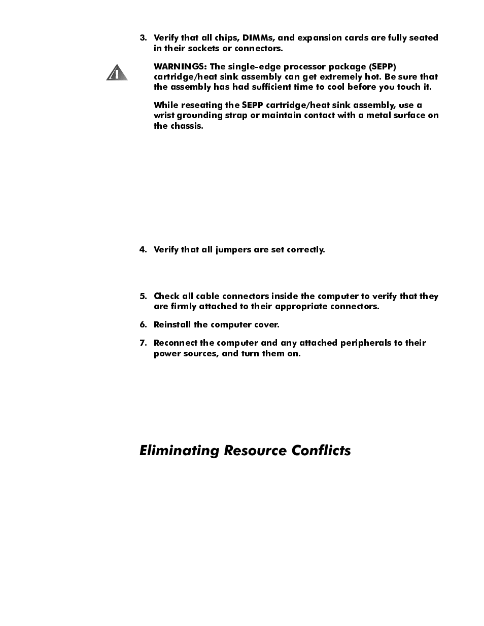 Eliminating resource conflicts, Eliminating resource conflicts -5, Olplqdwlqj5hvrxufh&rqiolfwv | Dell OptiPlex E1 User Manual | Page 35 / 76