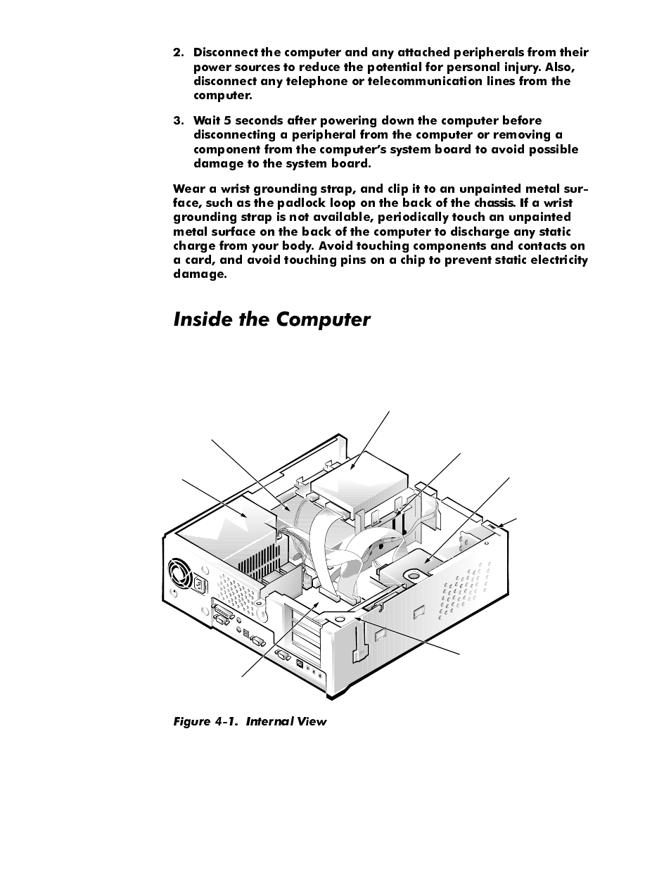 Inside the computer, Inside the computer -2, Figure 4-1. internal view -2 | Qvlghwkh&rpsxwhu | Dell OptiPlex E1 User Manual | Page 48 / 76