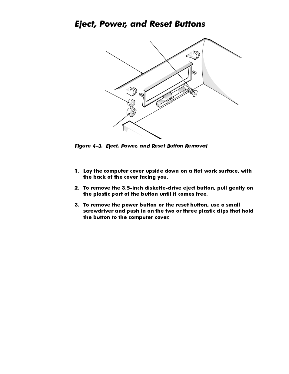 Eject, power, and reset buttons, Eject, power, and reset buttons -4, Mhfw3rzhudqg5hvhw%xwwrqv | Dell OptiPlex E1 User Manual | Page 50 / 76
