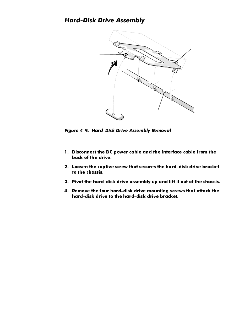 Hard-disk drive assembly, Hard-disk drive assembly -10, Figure 4-9. hard-disk drive assembly removal -10 | Dug'lvn'ulyh$vvhpeo | Dell OptiPlex E1 User Manual | Page 56 / 76