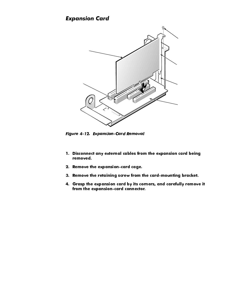 Expansion card, Expansion card -13, Figure 4-12. expansion-card removal -13 | Sdqvlrq&dug | Dell OptiPlex E1 User Manual | Page 59 / 76