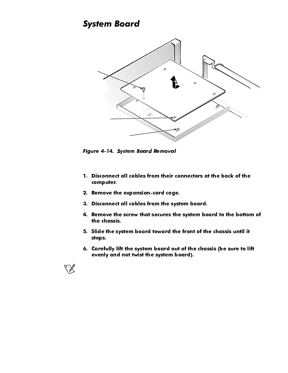 System board, System board -15, Figure 4-14. system board removal -15 | Figure 4-16. dimm removal, 6\vwhp%rdug | Dell OptiPlex E1 User Manual | Page 61 / 76