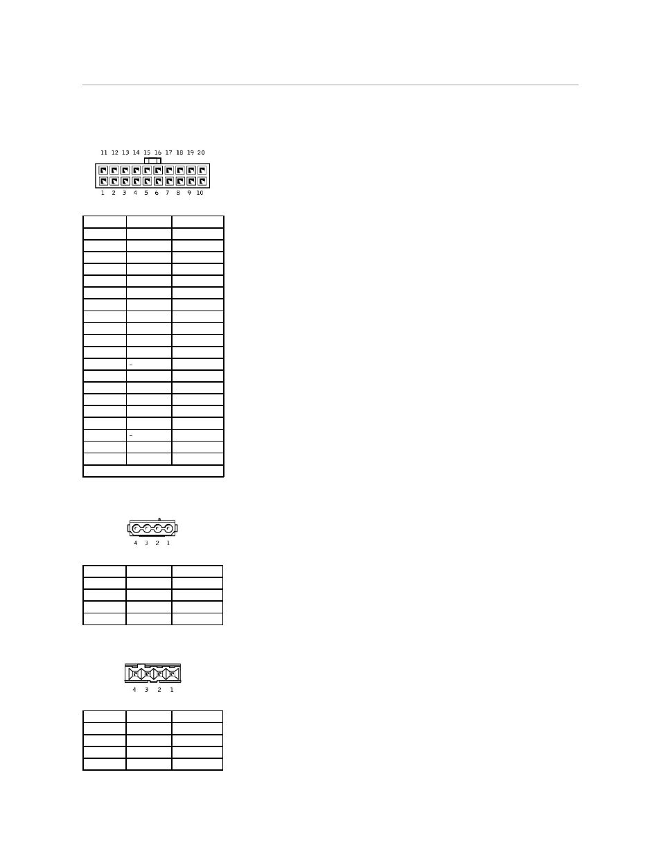 Power supply dc connector pin assignments, Dc power connector p1, Dc power connectors p2, p3, p5, and p6 | Dc power connector p7 | Dell Dimension 2300 User Manual | Page 47 / 51