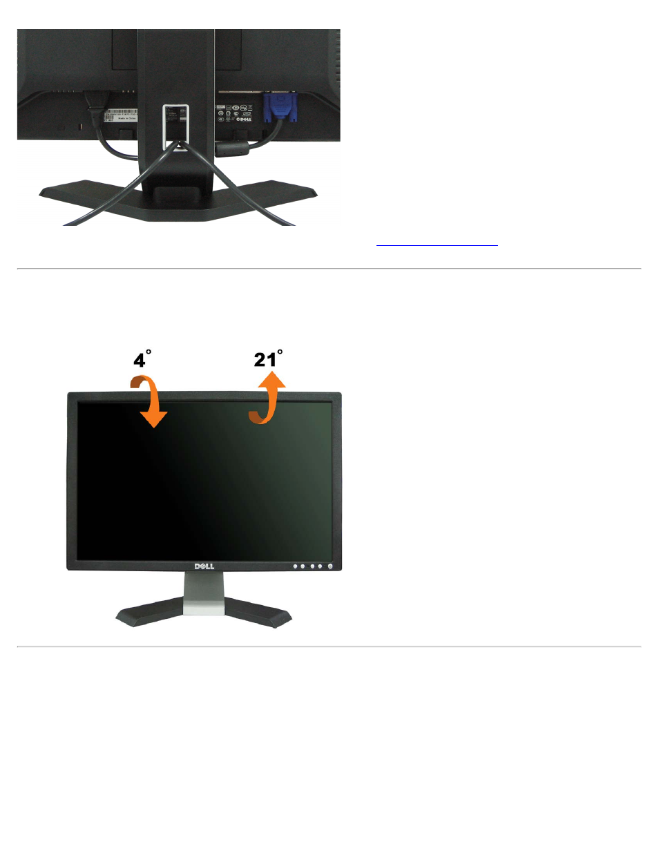 Using the tilt, Removing the stand | Dell E198WFP Monitor User Manual | Page 10 / 45