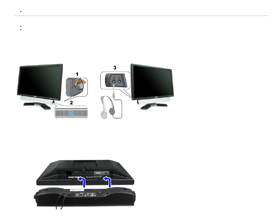 Using the dell soundbar (optional), Soundbar attachment to the monitor | Dell E198WFP Monitor User Manual | Page 24 / 45