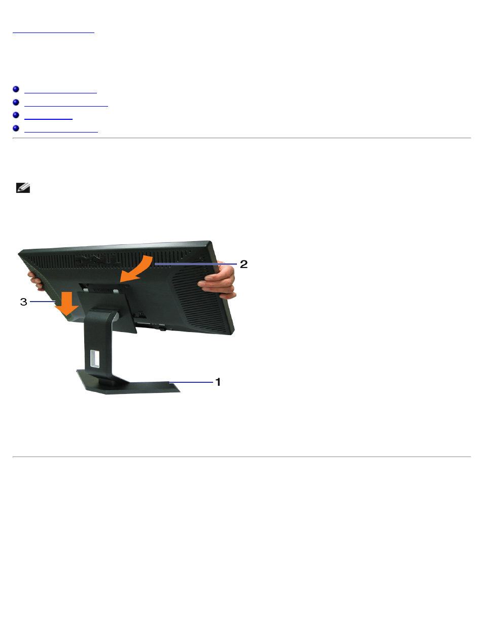 Attaching the stand, Organizing your cables, Using your adjustable monitor stand | Dell E198WFP Monitor User Manual | Page 9 / 45