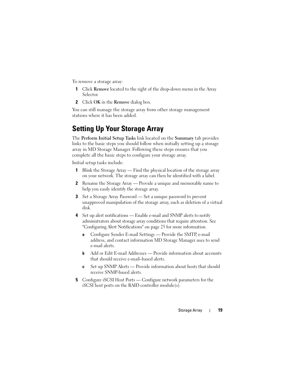 Setting up your storage array | Dell PowerVault MD3000i User Manual | Page 19 / 114