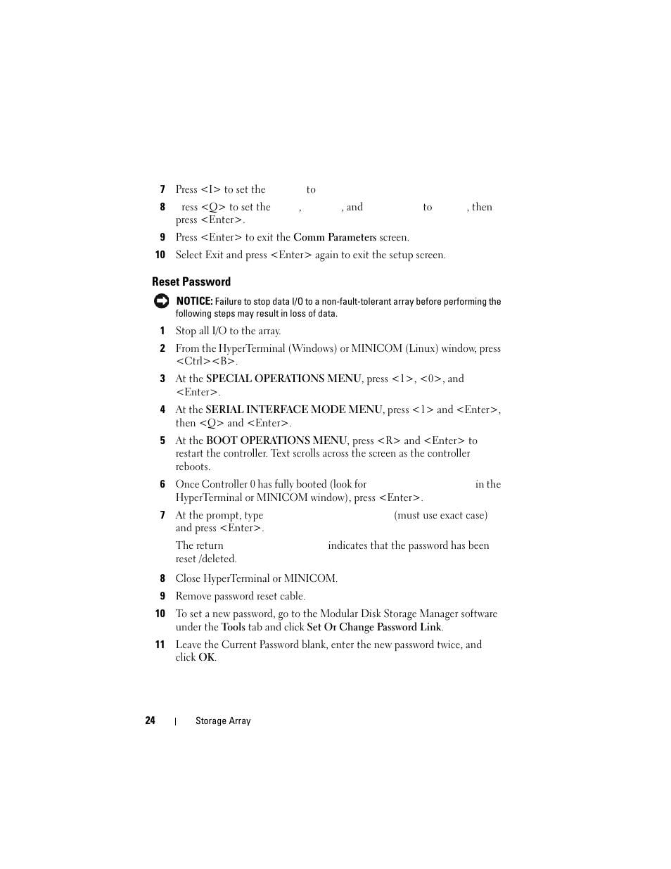 Reset password | Dell PowerVault MD3000i User Manual | Page 24 / 114