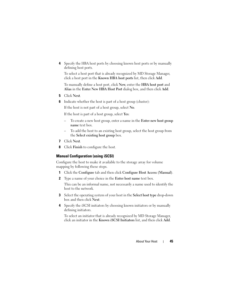 Manual configuration (using iscsi) | Dell PowerVault MD3000i User Manual | Page 45 / 114