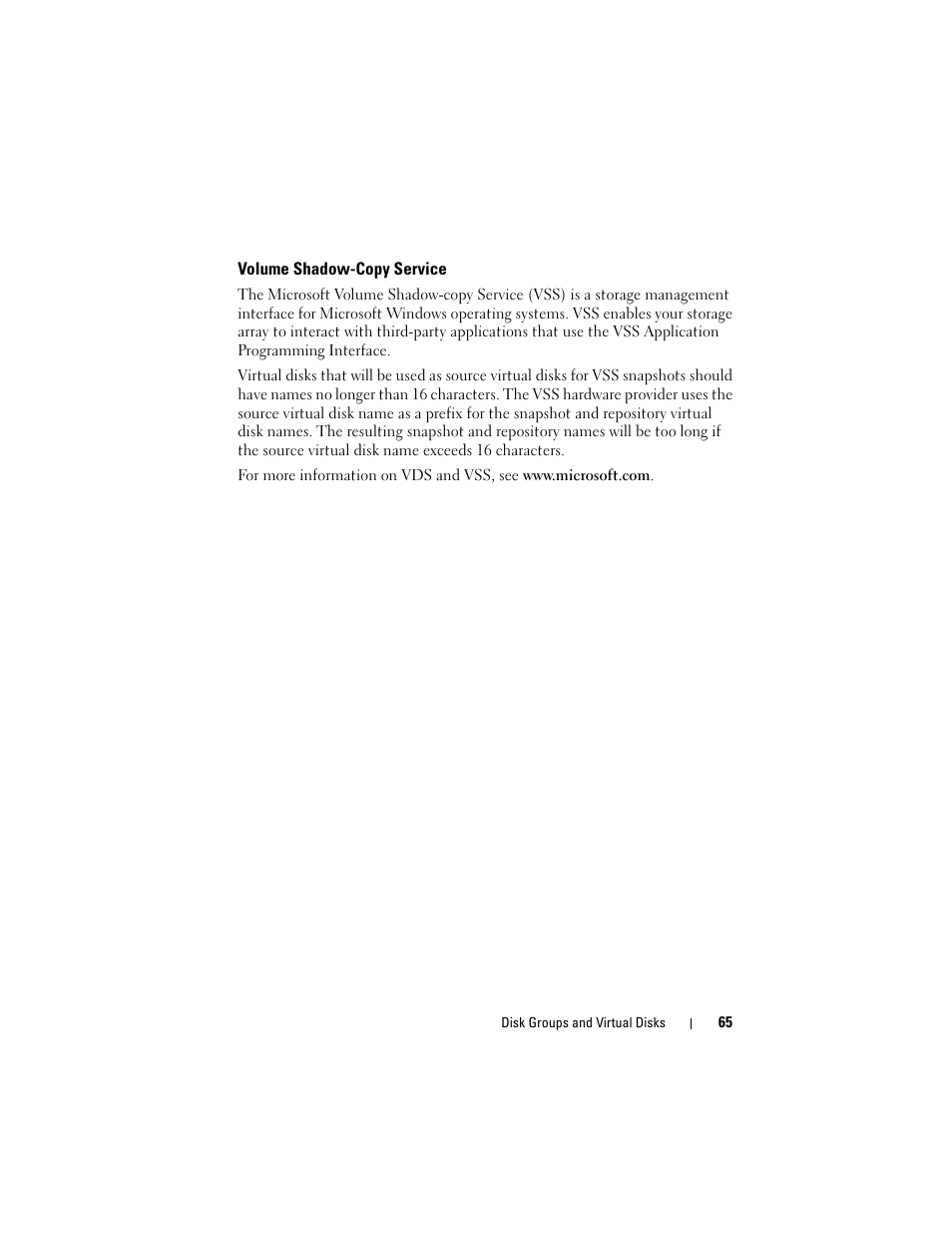 Volume shadow-copy service | Dell PowerVault MD3000i User Manual | Page 65 / 114