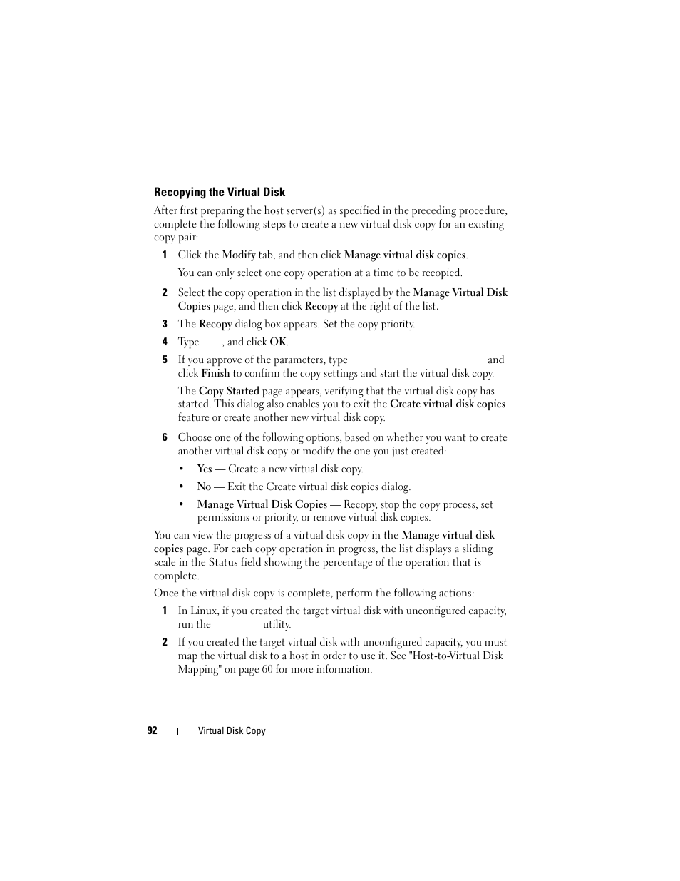 Recopying the virtual disk | Dell PowerVault MD3000i User Manual | Page 92 / 114