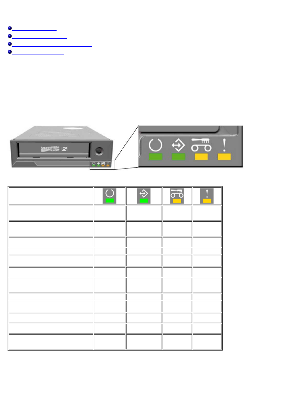 Operation, Cleaning procedure, Front led indicators) | Front led indicators | Dell PowerVault LTO3-060 User Manual | Page 37 / 42
