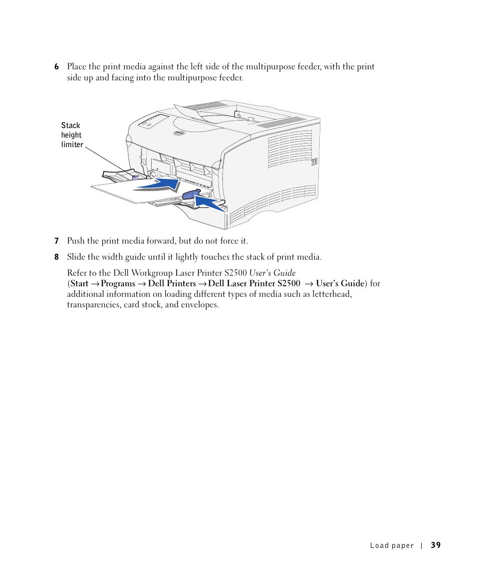 Dell Workgroup Laser Printer S2500/S2500n User Manual | Page 39 / 124