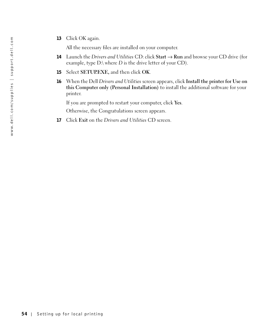 Dell Workgroup Laser Printer S2500/S2500n User Manual | Page 54 / 124