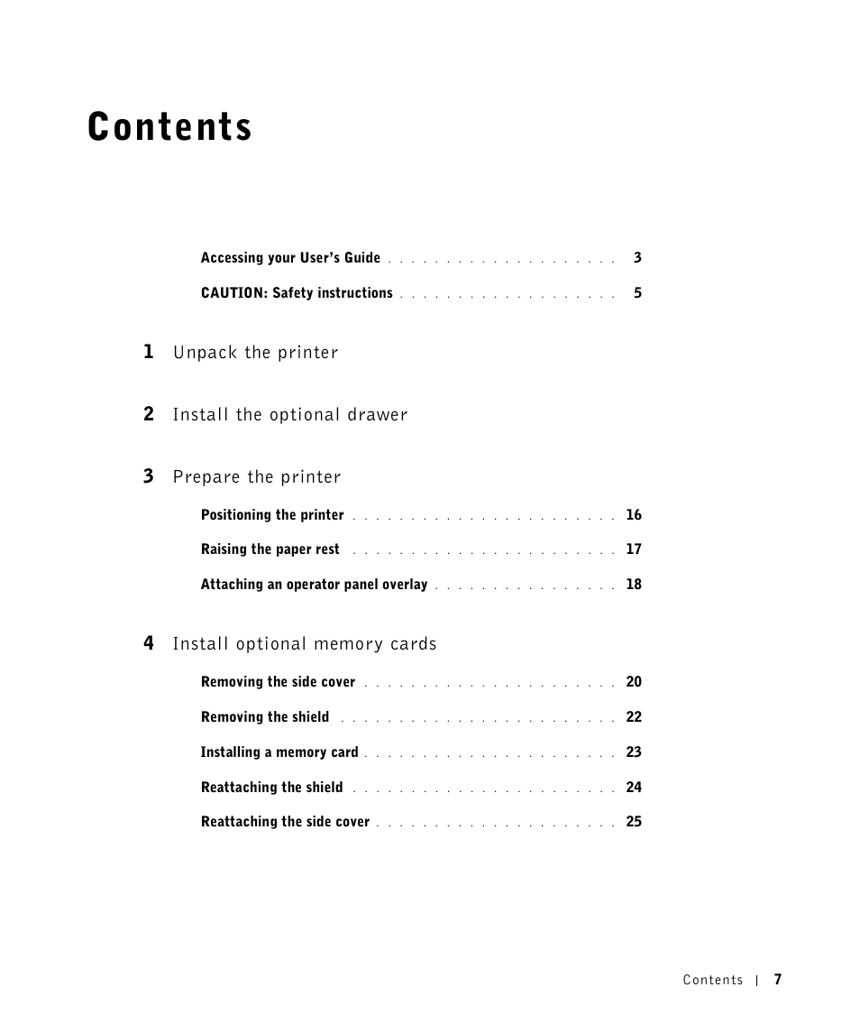 Dell Workgroup Laser Printer S2500/S2500n User Manual | Page 7 / 124