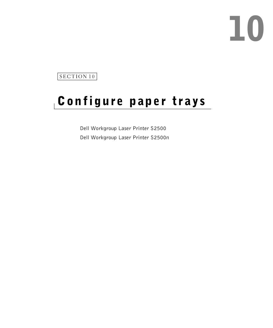 Configure paper trays, 10 configure paper trays | Dell Workgroup Laser Printer S2500/S2500n User Manual | Page 85 / 124