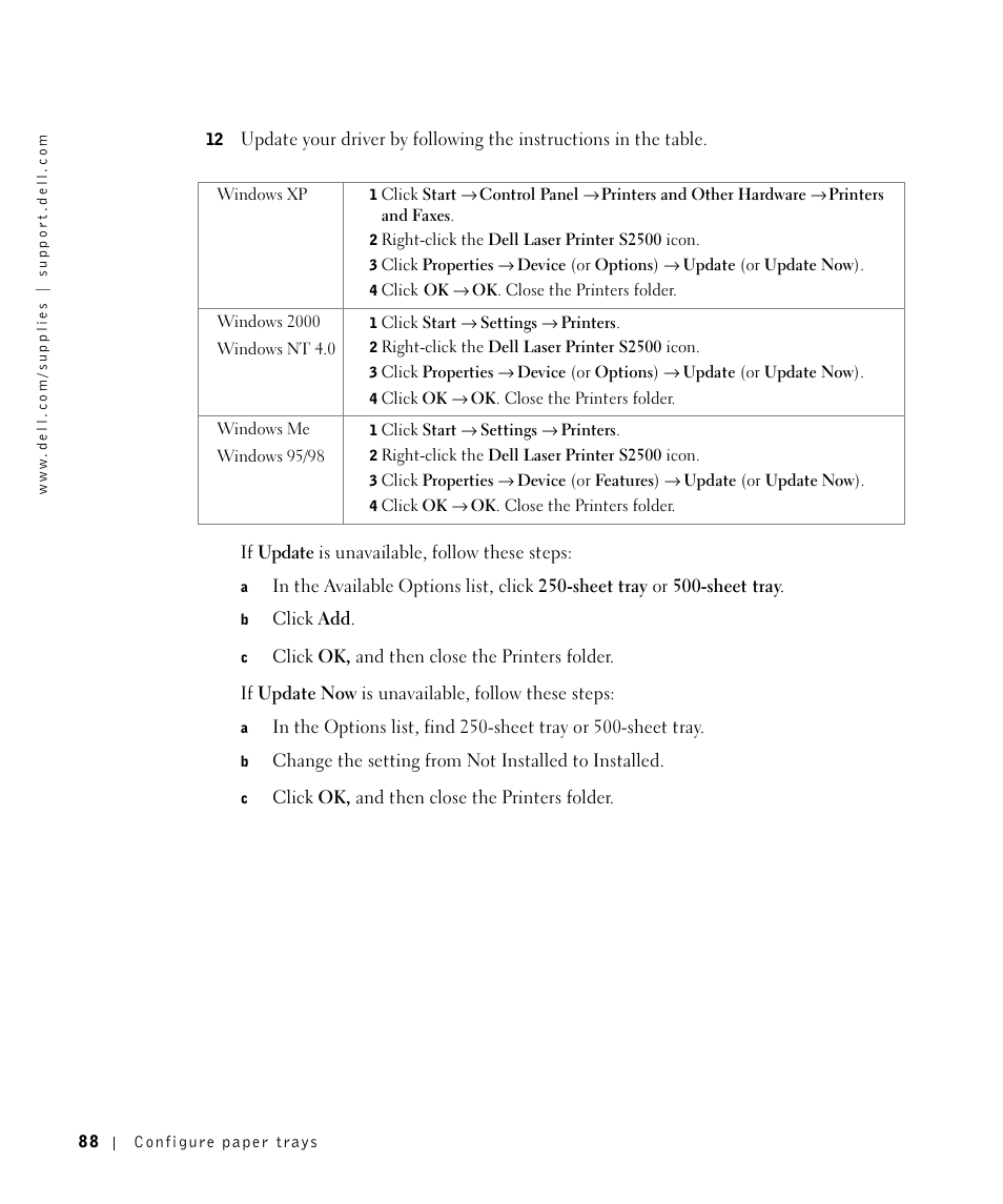 Dell Workgroup Laser Printer S2500/S2500n User Manual | Page 88 / 124