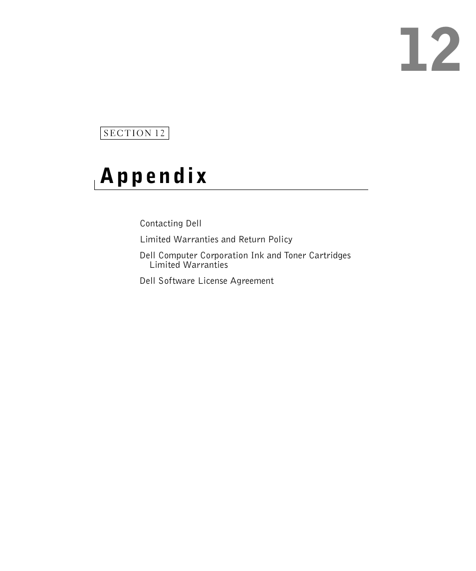 Appendix, 12 appendix | Dell Workgroup Laser Printer S2500/S2500n User Manual | Page 93 / 124